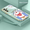 Samsung Galaxy A25 A15 5G A35 A55 5G Glossy Lucky Doraemon Casing Square Edges Plating Back TPU Soft Case Cover. 