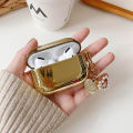 Electroplated Gold Earphone Case for Apple AirPods 1 2 Pro 3 AirPod Case Cute Plating Pearl Ornaments Keyring Soft Cover funda. 