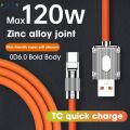 120W 6A Super Fast Charge Data Line Accessories Liquid Silicone Quick Charge Durable LED Cable USB Bold Type-C USB Flexible. 