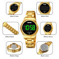 SKMEI 1737 Golden Stainless Steel Digital Watch For Women - Golden. 