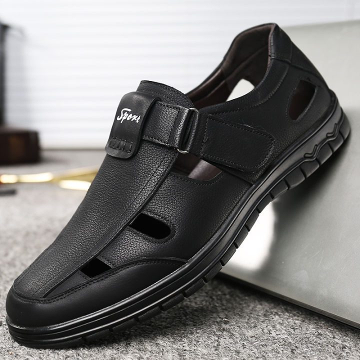 New%20Men's%20Leather%20Shoes%20Cool%20Breathable%20round%20Toe%20Slip-on%20Hollow%20out%20Leather%20Sandals%20Shoes%205507%20-%20Image%204