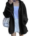 Ins Super Hot Sweater Women's Spring and Autumn oversize Hooded Thin Coat Korean Fashionable Student Loose Top Cardigan.