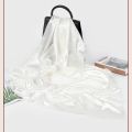 90*90cm Solid Color Satin Square Scarf Fashion Beach Women Head Wrap Spring Summer Shawl Ladies Foulard Bandanna Muffler Hijab. 
