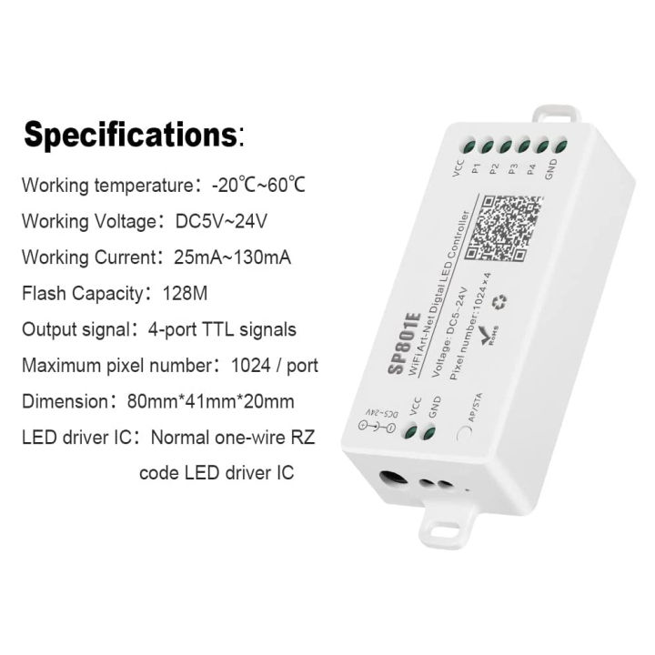 SP801E%20Wifi%20Art-Net%20LED%20Controller%20LED%20Matrix%20Panel%20Module%20WS2812B%20WS2811%20Light%20Strip%20Wireless%20Control%20DC5-24V%20-%20Image%202