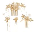Golden Hair Comb Floral Pearl Hairpin Wedding Hair Accessories For Women U-shaped hair Clips Fashion Bridal Tiaras Hair Jewelry. 
