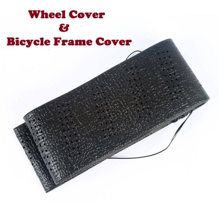 PVC Leather Steering Wheel Cover & Bicycle Frame Cover. Motorcycle bumper and Back Panel Cover- Black