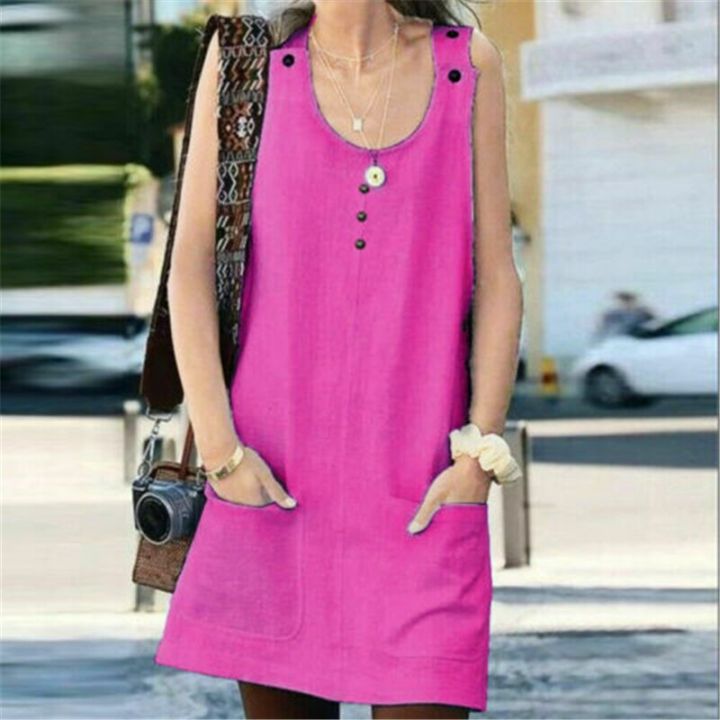 Womens%20Pocket%20Dress%20Beach%20Cotton%20Linen%20Ladies%20Sleeveless%20Summer%20UK%20Dresses%20-%20Image%204