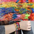 100Pcs /Set New Rainbow Color Mix Braid Friendship Bracelets for Women Jewelry Gift DIY Handmade Rope Bangles Random Color. 