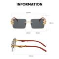 Rectangle Rimless Sunglasses Men Women Luxury Brand Designer Leopard Sun Glasses Driving Eyewear Shades UV400. 