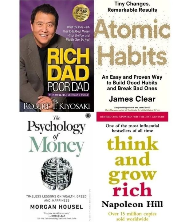 Set of 4 Books 1. Rich Dad Poor Dad 2. The Psychology of Money 3 ...