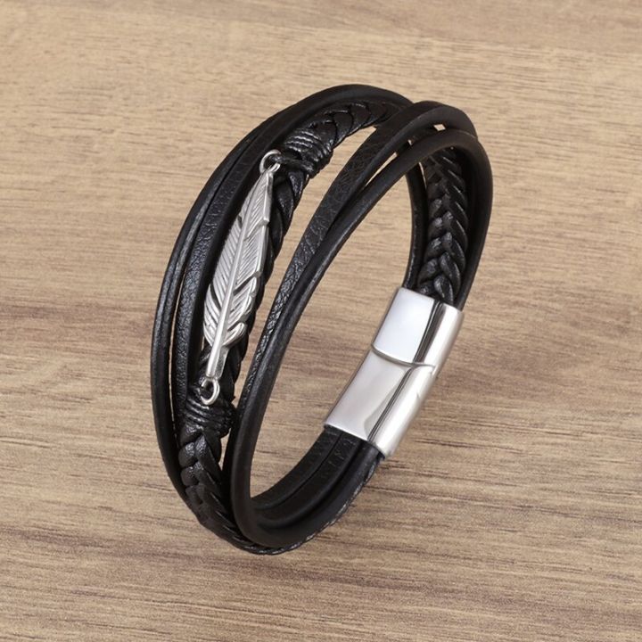 Classic%20multi-layered%20leather%20feather%20metal%20buckle%20bracelet%20men%7C%7C%7C%7C's%20business%20casual%20party%20jewelry%20gifts%20wholesale%20-%20Image%203