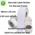 For Inkless Printing  Barcode Tag, Price Tag, Label Tag, Band Logo etc. 1 Roll 1000 PCS Sticker Per Roll, Size 38mm x 25mm, DT. 