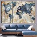 【beauty code store】(NEW)3 Pcs/Set World Map Wall Art Home Living Room Decoration Gift.