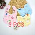 3 Pcs Soft Cotton Bibs for Baby- Multicolor. 