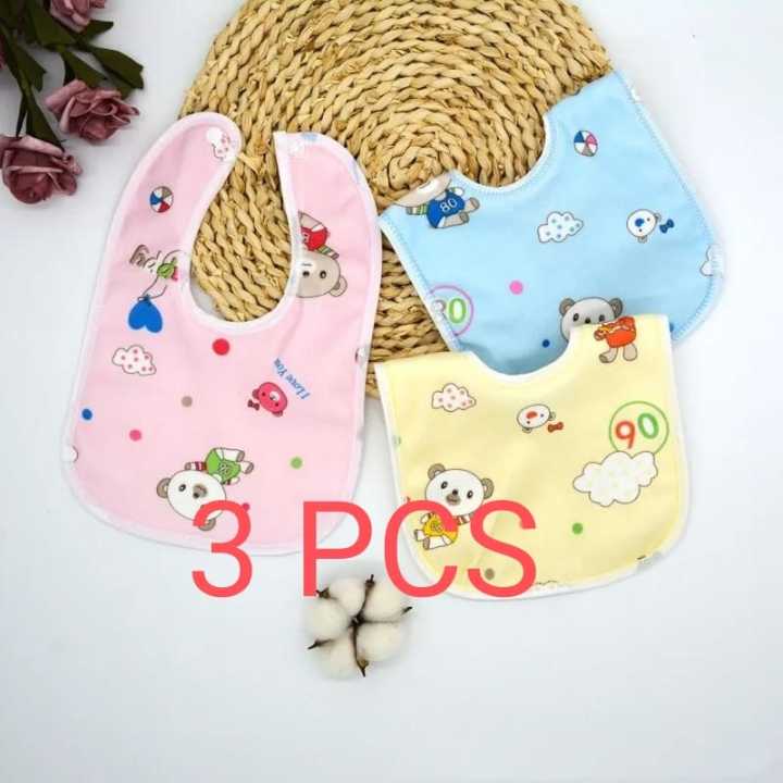 3 Pcs Soft Cotton Bibs for Baby- Multicolor