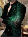Luxury Prom Party Glow High Quality Button Top Fashion Polo Long Sleeve Shirt Clear Pattern Hot Selling Men's Plus Size S-6XL. 