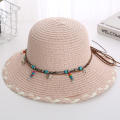 Floral Straw Hat UV Protection Lightweight Wide Brim Women's Sun Hat Natural Straw Foldable Beach Hat for Beachwear Sun Protection Vacation Accessory Outdoor Activities Fashionable Headwear.