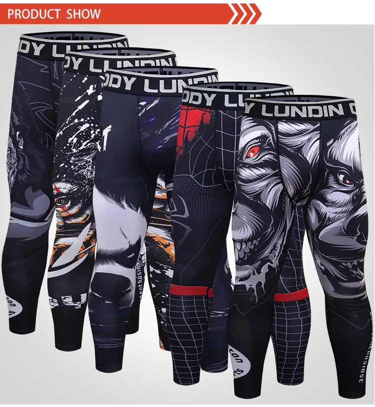 Cody Lundin heren Tight Sport Tops zwarte broek serie met lange mouwen
