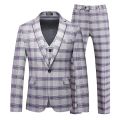 Red Striped Plaid Suit 3-piece Men's Wedding Party Dress Jacket and Pants Vest Fashion Slim Men Blazer Coat Trousers Waistcoat. 