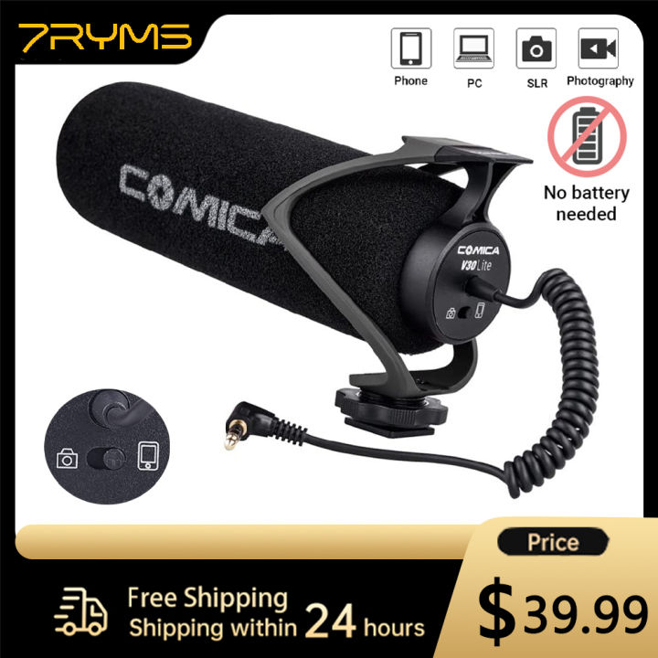 Comica CVM-V30 LITE Video Microphone Condenser Volgging Recording Mic for Canon Nikon Fuji DSLR Camera,Microphone for Smartphone