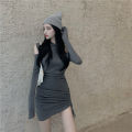 IELGY Slim Black Women's dress Solid color Base Strapless Korean version Wrap hip All-match Fashion.