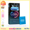 Durex Mutual Claimax Condom (Ribbed, Dotted with Performa Lubricant) 1 Pack (10 Pcs). 