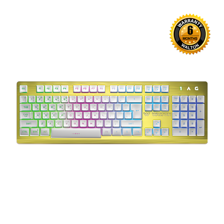 Walton WKG010WB Gold Metalic RGB Gaming Keyboard with Braided Cable New Edition