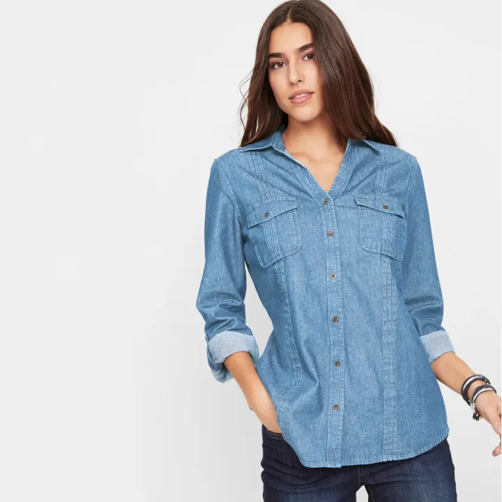 Blue%20Long%20Sleeve%20Denim%20Shirt%20for%20Women%20(CT-11)%20-%20Image%204