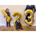 32” Inch Number Foil Balloon | Big Size Golden, Silver & Black Number Foil Balloon for Birthday, Anniversary & Party Decor- (Pack of 1 Pcs). 