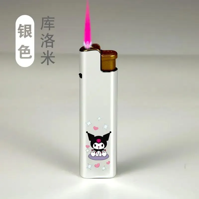 anime cigarette lighter Hello Kitty Kuromi My melody Lotso Anime Cartoon Pink Flame Windproof  Lighter Point Bar KTV Kawaii Direct Cigarette Lighter Gift