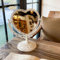 Double-Sided Heart Shaped Cosmetic Mirror Retro Lovely Girl Oval Princess Cosmetic Mirror Home Bedroom Desktop Mirror.