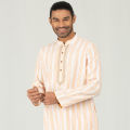 Classic Fit Embro Panjabi - Orange & White. 