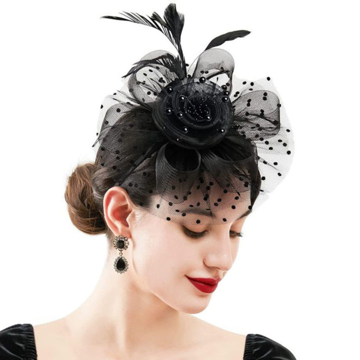 European and American Amazon bridal hair ornaments, vintage mesh headdresses, hairpins, feather head flowers, SHEIN racing headbands