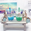 Cartoon Cute Keychain Milk Tea Cup Liquid Quicksand Sequin Keyring ANLAN. 