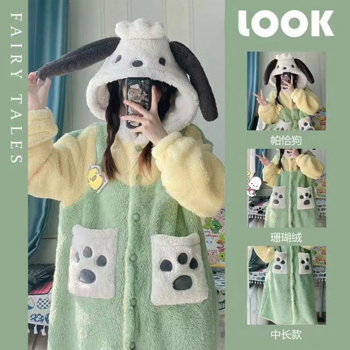 Winter%20coral%20velvet%20plush%20thickened%20Stitch%20nightgown%20loungewear%20set%20pache%20dog%20loose%20long%20-%20Image%203
