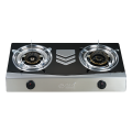 Gazi GST-215C Double Burner Gas Stove - Black and Silver (NG Only). 