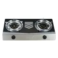 Gazi GST-215C Double Burner Gas Stove - Black and Silver (NG Only).
