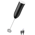 Milk Frother, USB Rechargeable Electric Milk Frother Stick Manual Handy Milk Frother for Coffee, Latte,Black+White Durable Easy Install Easy to Use. 