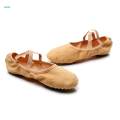 Canvas Ballet Slipper Split-Sole Shoes Fitness Gymnastics Flats Tan_34.