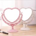 Desktop Makeup Mirror Heart Shape Makeup Vanity Portable Double-side Vanity Mirror Hand Mirror Cosmetic Compact Mirror for Women.