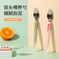 Baby Fruit Scraping Spoon Baby Spoon Stainless Steel Double Head Food Grade Fruit Supplement Food Silicone Children's Tableware Batch. 