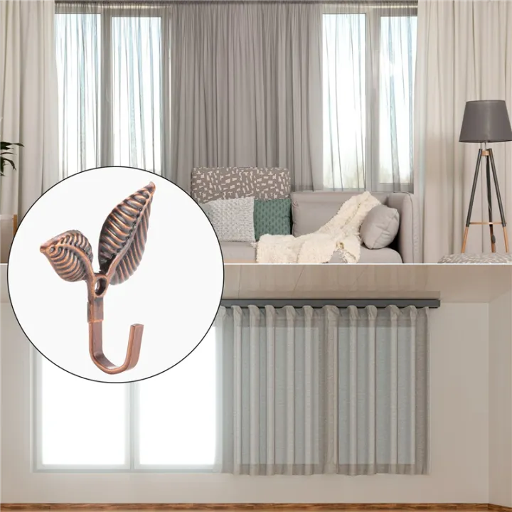 2%20x%20Iron%20Leaf%20Shaped%20Curtain%20Tie%20backs%20Holders%20Wall%20Hooks%20Home%20Decor,%20Red%20Bronze%20-%20Image%203