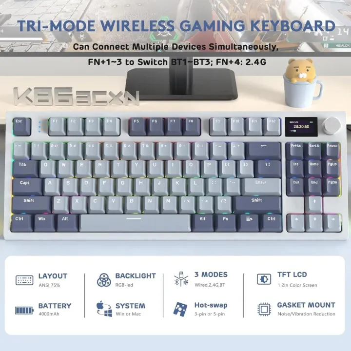ATTACK%20SHARK%20K86%20Linear%20Switch%20Wireless%20Triple%20Mode%20Mechanical%20Keyboard%20Knob%20Smart%20Screen%20Full%20Key%20Hot%20Swap%20Gaming%20Keyboard%20-%20Image%202