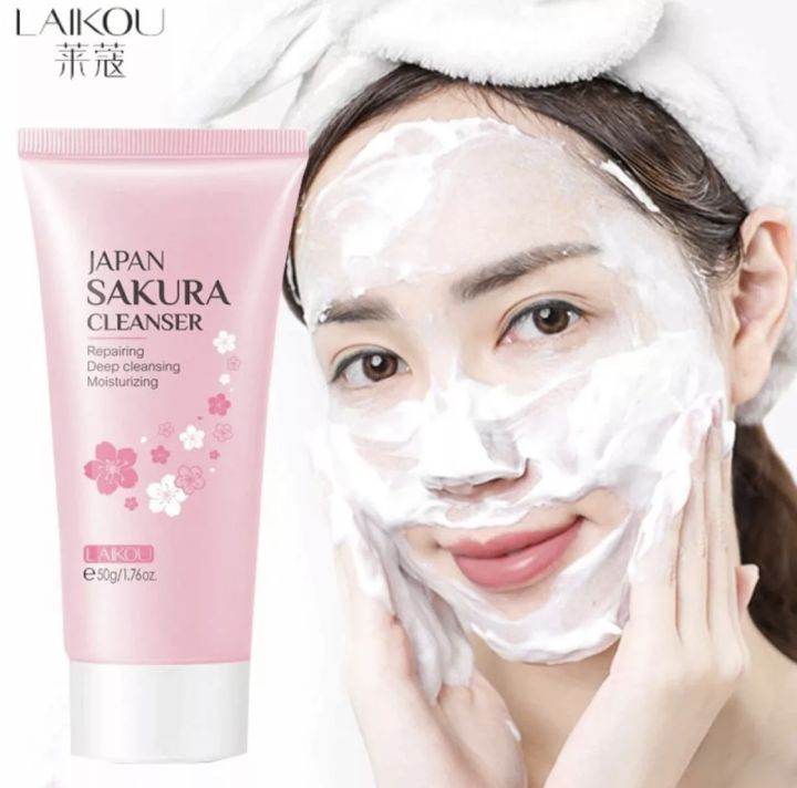 Laikou%20Japan%20Sakura%20Foam%20Cleanser%20Face%20Wash%20Oil%20Control%20Brightening%20Skin%20Care-%2050gm%20-%20Image%202