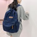 Japanese niche retro lazy style pendant backpack women's denim school bag casual college student class backpack.