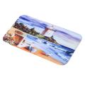 Softly Sea & Lighthouse Printing Bathroom Shower Curtain Toilet Cover Mat Non-Slip Rug. 