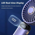 USB Handheld Mini Fan Foldable Portable Neck Hanging Fans 5 Speed USB Rechargeable Fan with Phone Stand and Display Screen.