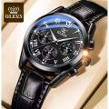 OLIVS Leather Waterproof Quartz Fashion Watch for Men.