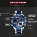 NAVIFORCE NF 9171 Silver And Royal Blue Two-tone Stainless Steel Dual Wrist Watch For Men - Royal Blue & Silver.