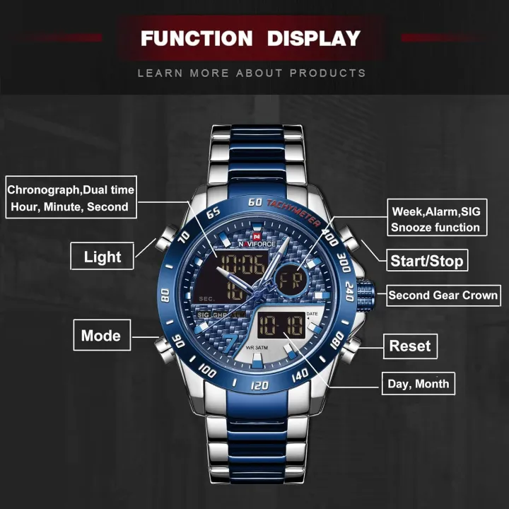 NAVIFORCE%20NF9171%20Silver%20And%20Royal%20Blue%20Two-tone%20Stainless%20Steel%20Dual%20Wrist%20Watch%20For%20Men%20-%20Royal%20Blue%20&%20Silver%20-%20Image%203